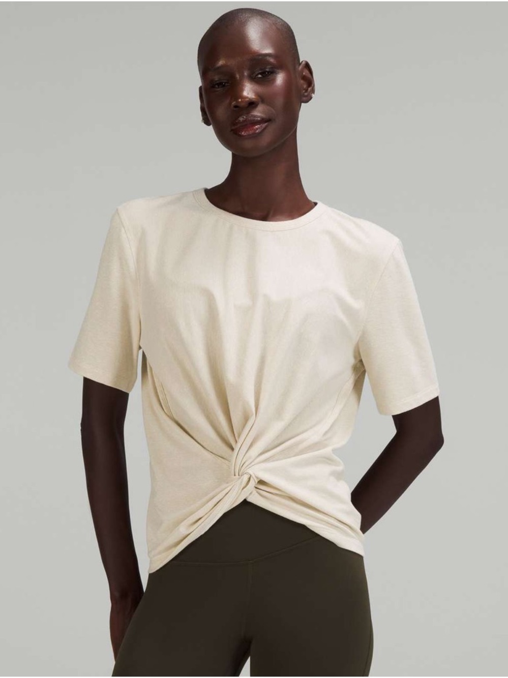 lululemon athletica Twist-Front Short Sleeve Tee In Color Bone